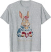 Retro Rabbit Death to Tyrants Vintage 90s, Funny Quote T-Shirt in Heather Grey