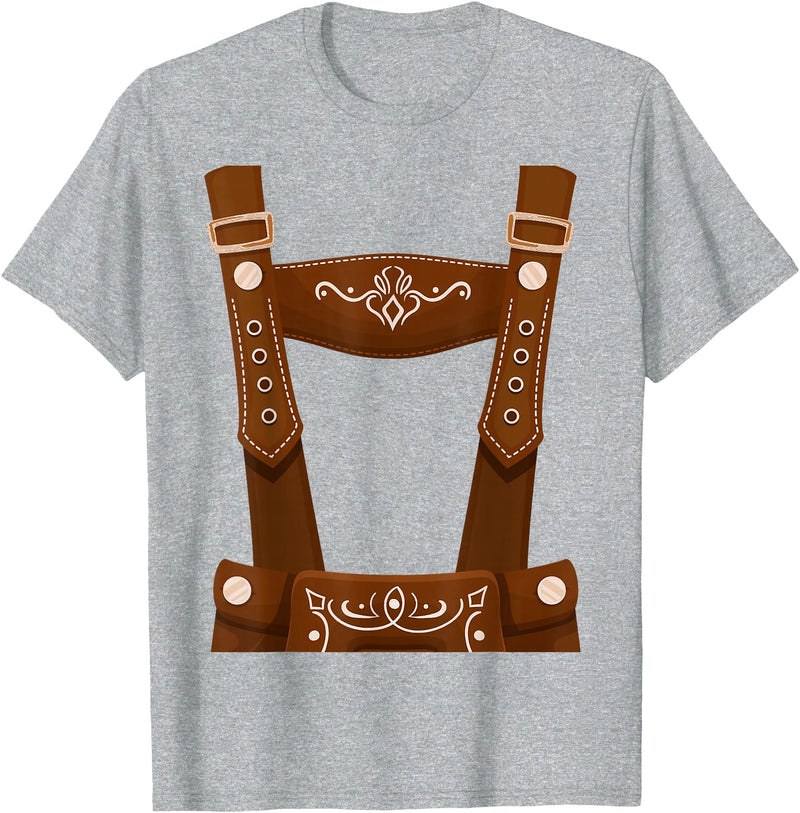 Bavarian Oktoberfest Halloween Costume Oktoberfest Costume Halloween Lederhosen T-Shirt - Heather Grey