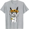 Funny Llama Alpaca Animal Lover Women's Floral Llama Alpaca Funny Graphics T-Shirt - Heather Grey