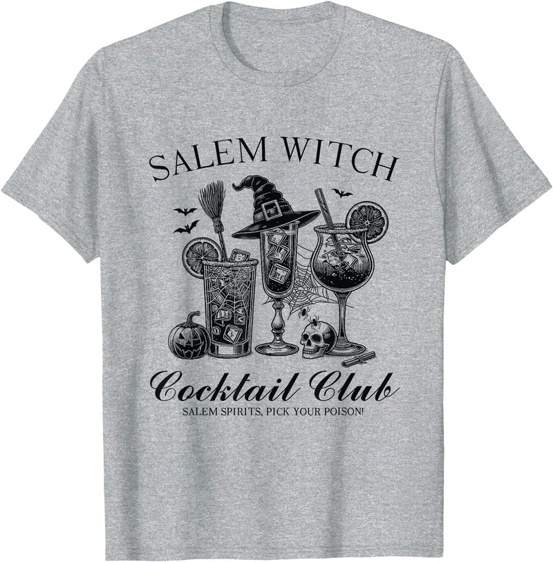 Witchy Halloween Costume & Halloween Party Gift Salem Witch Cocktail Club Halloween Witch Party Costume T-Shirt - Heather