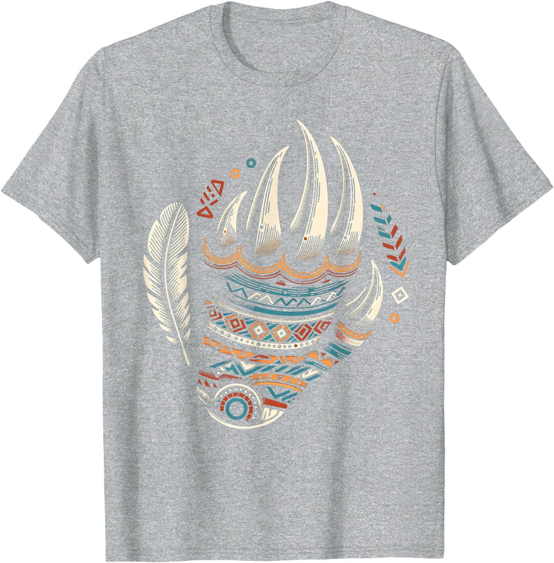 Native Indians Indigenous Bear Paw Clothing Men Native Heritage Month Proud Native American Bear Claws T-Shirt - Heather Grey