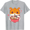 Cute Hamster Eating Ramen Hamster Lovers T-Shirt - Heather Grey