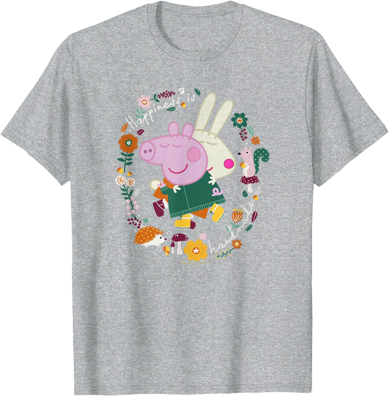Peppa Pig Happiness Is Handmade Peppa & Rebecca Hugging T-Shirt - Heather Grey