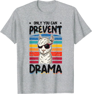 No Drama Llama and Alpaca Designs Only You Can Prevent Drama Llama T-Shirt - Heather Grey