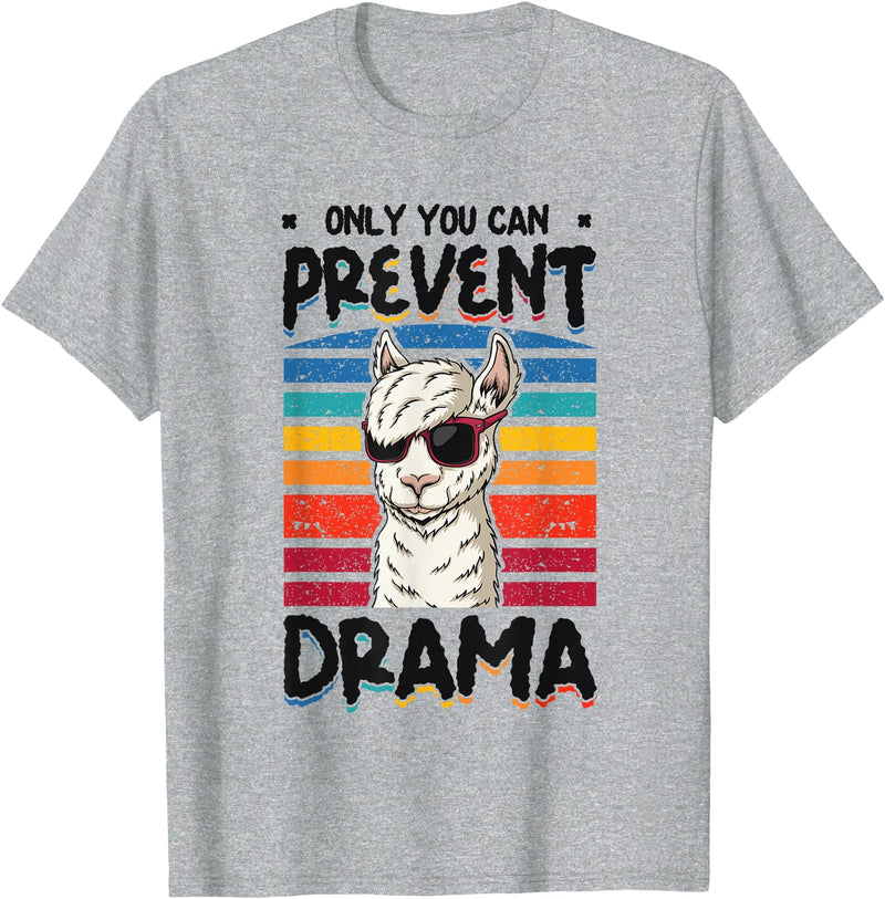 No Drama Llama and Alpaca Designs Only You Can Prevent Drama Llama T-Shirt - Heather Grey