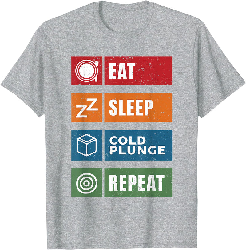 Polar Bear Plunge Cold Plunge Tub Accessories Eat Sleep Cold Plunge Repeat Funny Ice Bath Enthusiast Men T-Shirt - Heather Grey