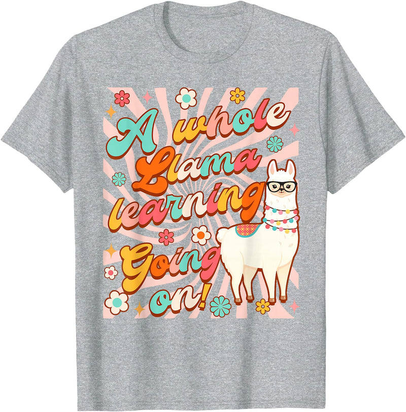 Llama Alpaca Whole Llama Learning Going On Llama Alpaca Teacher Teaching Whole Llama Learning Going On T-Shirt - Heather Grey