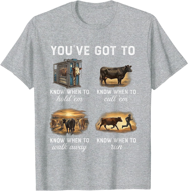 You've Got To Know When To Hold'em Funny Cow Tee You've Got to Know When to Hold'em Retro Vintage Funny Cow T-Shirt -