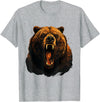 Forest Animal Art Bear Portrait Art Work Wildlife Animal Lovers Forest Motif T-Shirt - Heather Grey