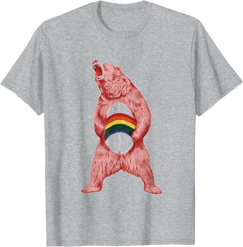 Bear Gay Pride Novelty Bear LGBT Rainbow Flag gay pride T-Shirt - Heather Grey