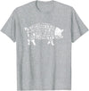 BBQ T-Shirts: Pig Cuts Barbecue and Grilling T-Shirt T-Shirt - Heather Grey