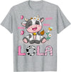 Birthday Girl Party Cow Lover Lola Cute Cow Moo Moo Farmer Birthday Girl Matching T-Shirt - Heather Grey