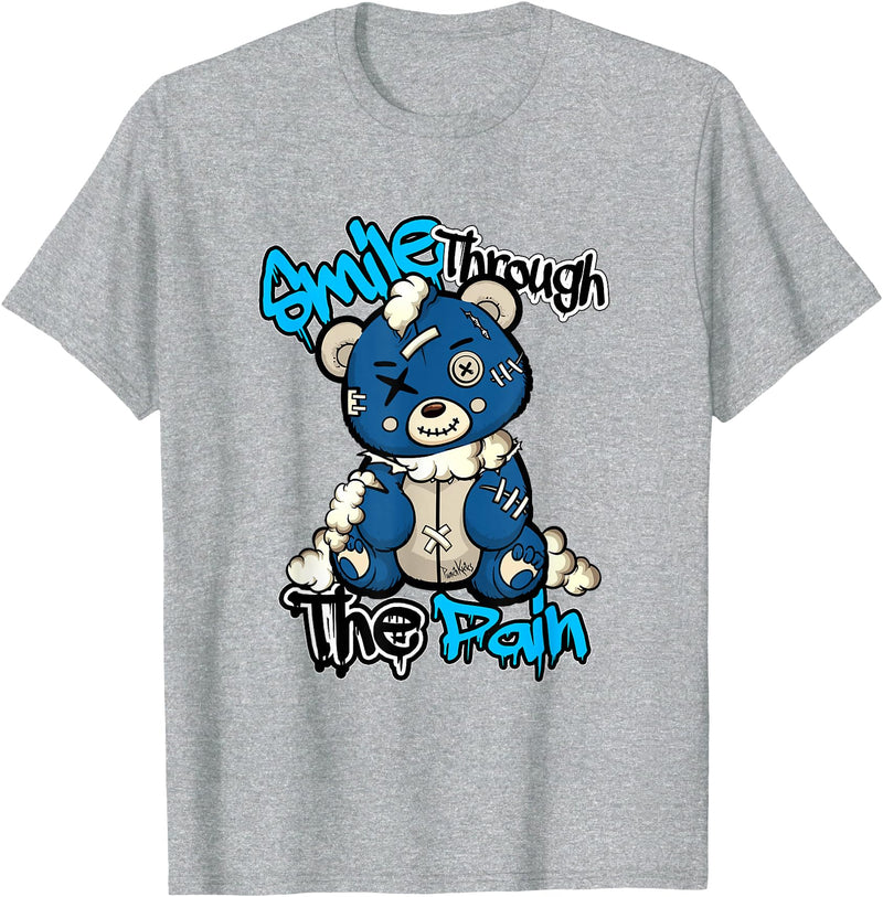 Funny Bear Smile Smile Through The Pain Teddy Bear Streetwear Sneaker Lovers T-Shirt - Heather Grey