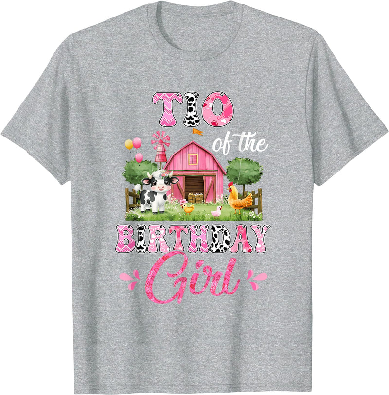 Cow First Birthday Girl Family Tio Of The Birthday Girl 1st Birthday Cow Farm Family T-Shirt - Heather Grey