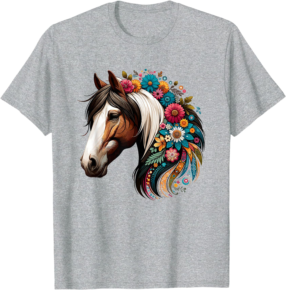 Horse Riding Lovers Gifts For Cowgirls & Girls Horse Riding Equestrian, Horse Portrait - Western Horseback T-Shirt - Heather Grey