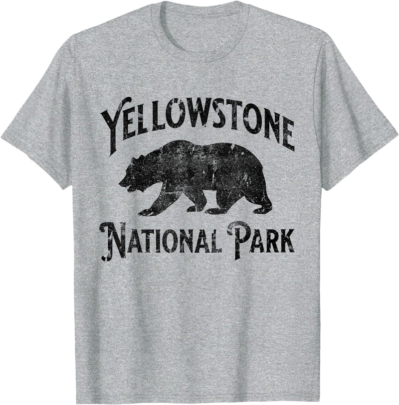 Yellowstone National Park Wyoming USA Outdoor Yellowstone National Park Bear Nature Hike Outdoors Vintage T-Shirt - Heather Grey