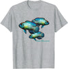 Cichlid Owners Tees Electric Blue Acara Breeders Dwarf Cichlids Aquarium Fish T-Shirt - Heather Grey