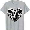 Humorous Gifts for Cow Farmer Cow Print Heart Cow Farmer Girl T-Shirt - Heather Grey