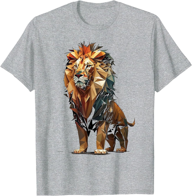 Cool Lions, Astrology And Horoscope Designs Lion colorful lions King Of Animals From Africa Polygon T-Shirt - Heather Grey
