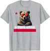 California Summer Surfing California The Golden State Bear Flag T-Shirt - Heather Grey
