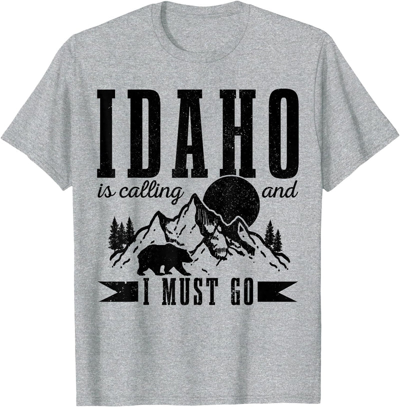 Idaho Is Calling And I Must Go! Idaho Is Calling & I Must Go Bear Mountains Vintage Gift T-Shirt - Heather Grey