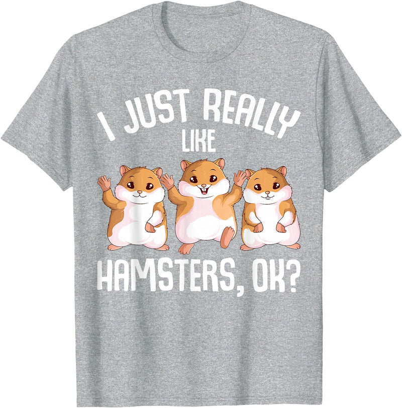 I Just Really Like Hamsters Hammy Girls Women Hamster T-Shirt - Heather Grey