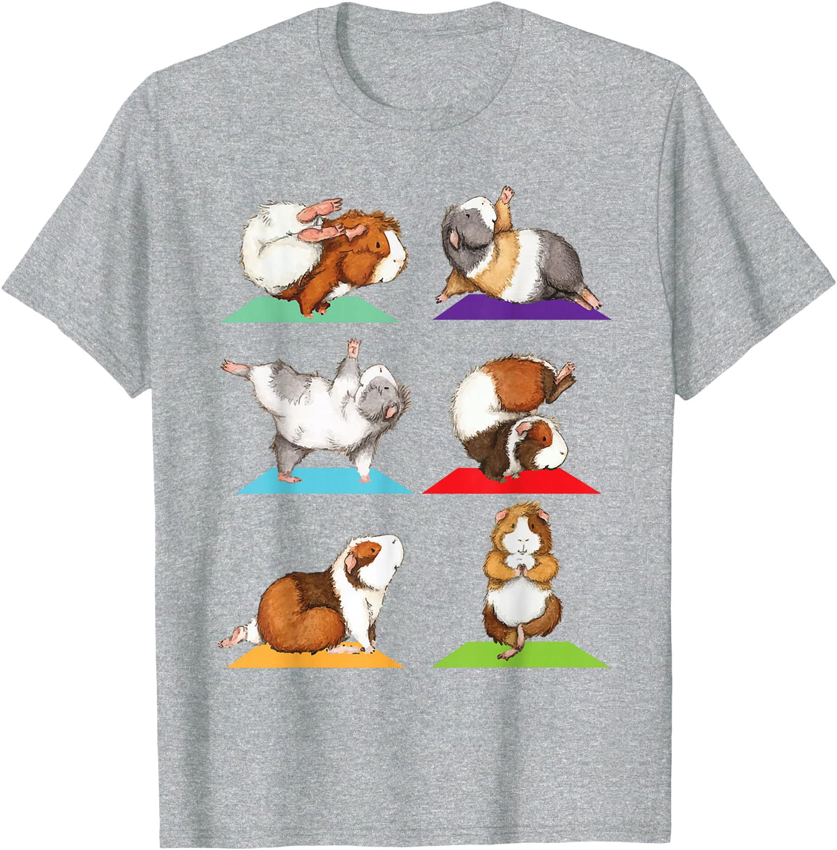 Funny Guinea Pig Shirts Guinea Pig Yoga - Fitness Exercise Animal Rodent Pet Lover T-Shirt - Heather Grey