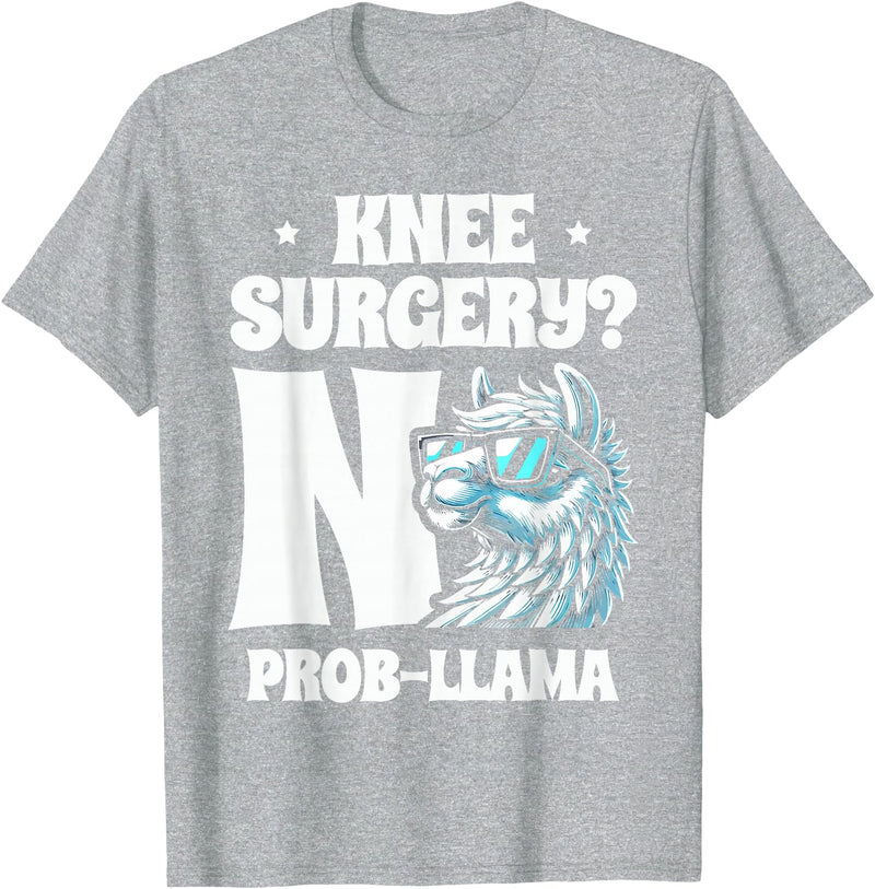 Llama Alpaca Lover Gifts Knee Surgery No Prob-llama Llamas Animal Lover T-Shirt - Heather Grey