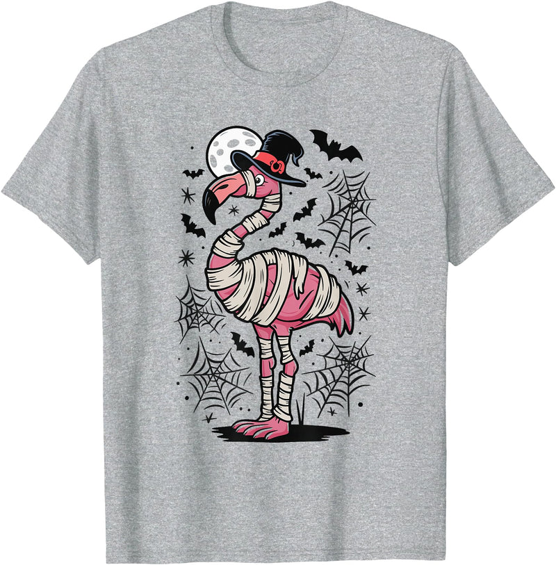 Flamingo Halloween Costume Mummy Spooky Flamingo Mummy T-Shirt - Heather Grey