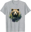 Bear Forest Animal Art Portrait Forest Artwork Wildlife T-Shirt - Heather Grey