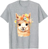 Alpaca and llama with flowers Designs Alpaca with Flowers, Cute Alpaca and Llama T-Shirt - Heather Grey
