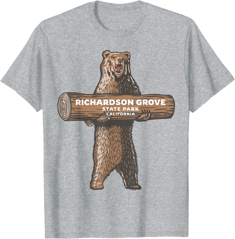 Richardson Grove State Park California CA Shop Richardson Grove State Park California CA Bear Souvenir T-Shirt - Heather Grey