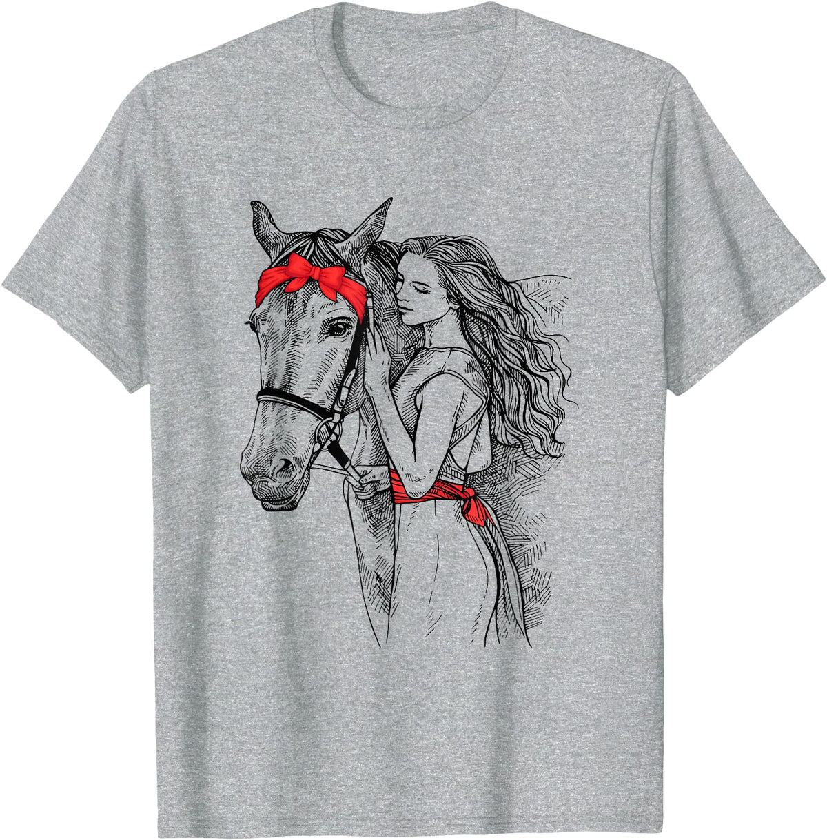 Horse Lover Novelties By SL Horse Bandana For Horse Girls Horseback Riding For Women T-Shirt - Heather Grey