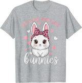 Cute Bunny Rabbit Girls Kids Just a Girl Who Loves Bunnies T-Shirt in Heather Grey