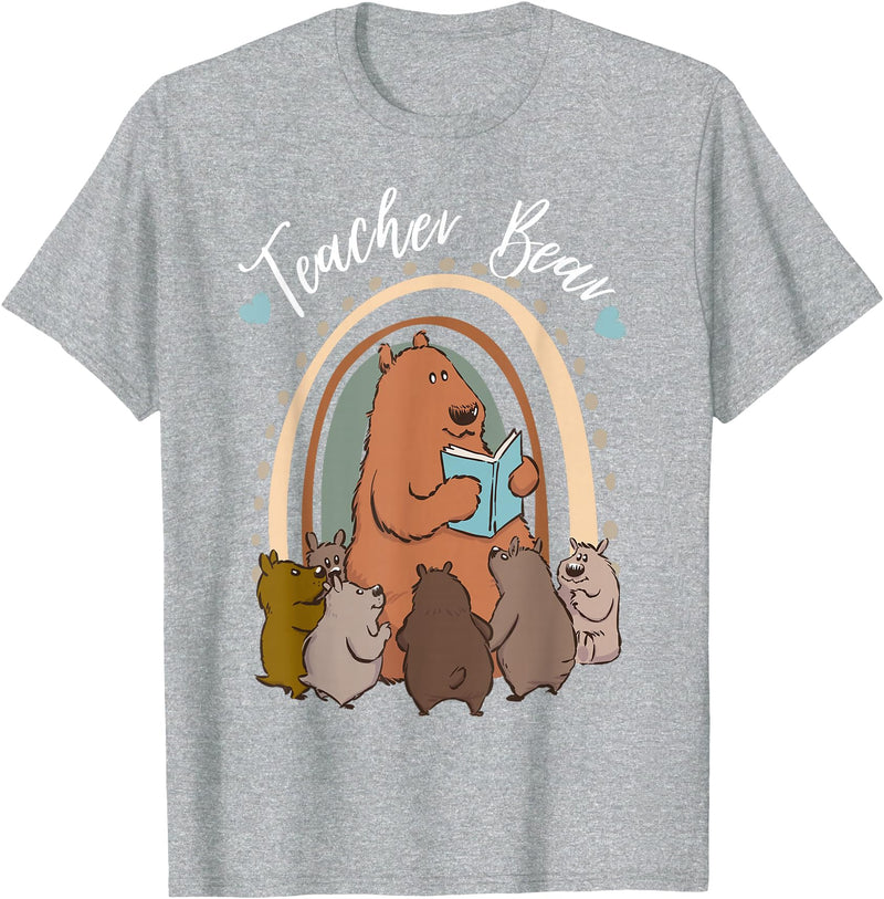 Thank You Teacher Appreciation Gifts Teacher Bear Reading Appreciation Teacher Graphic T-Shirt - Heather Grey