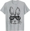 Hip Hop Bunny with Sunglasses Easter Hippity Rabbit Funny T-Shirt in Heather Grey