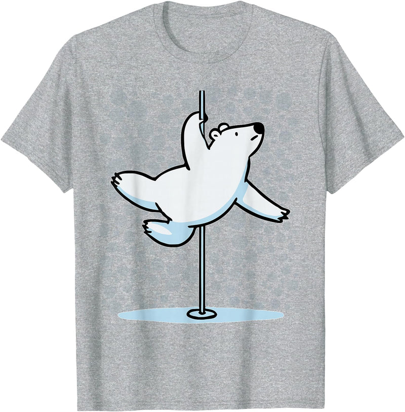 Fun Polar Bear Lover Humor Bear Dancer Stylish Tee Funny Polar Bear Pole Dancing Animal Cute Cool Wordplay Snow T-Shirt - Heather Grey