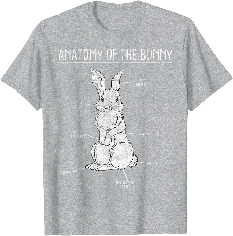 Rabbit Anatomy Bunny Lover Animal Pet Owner Gift T-Shirt in Heather Grey