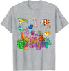 MASH MOSH Coral reef with colorful tropical Fish, Marine Life T-Shirt - Heather Grey