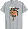 Logic Streetwear Flying Pig Funny Hand Drawn and Painted Art T-Shirt - Heather Grey