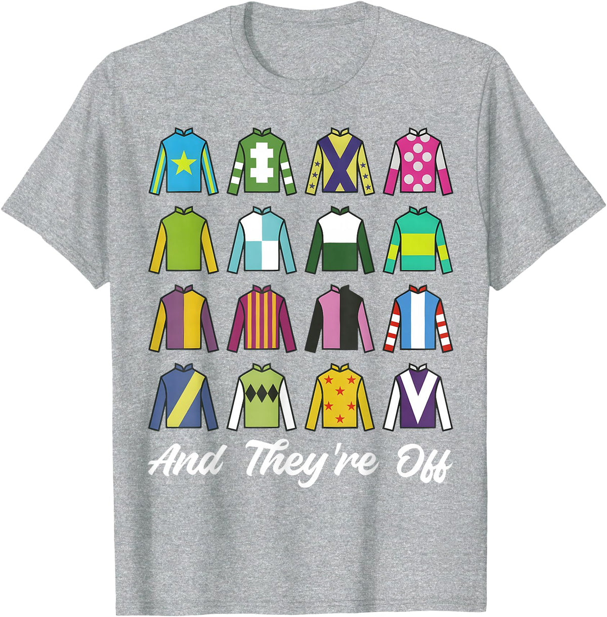 Funny Horse Racing Derby Day Men Women Race Tees and They're Off Horse Racing Derby Day Funny Men Women T-Shirt - Heather Grey