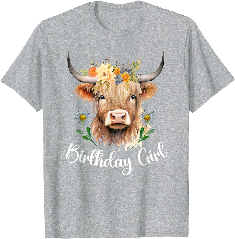 Cow Birthday Designs Matching Family Highland Cows Cow Birthday Girl Mother Girl Mama Woman Family Matching T-Shirt -