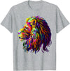 Lion Artistic For Men Women Kids Colorful Lion Head Design Pop Art Style T-Shirt - Heather Grey
