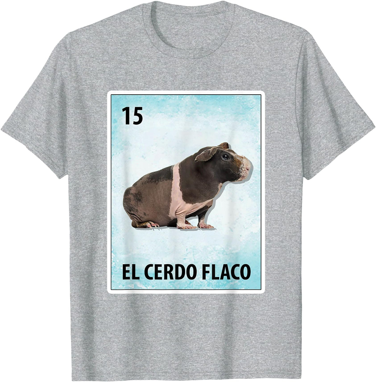 Skinny Pig Mexican Tee El Cerdo Flaco Mexican Skinny Pig Cards T-Shirt - Heather Grey