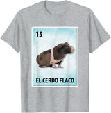 Skinny Pig Mexican Tee El Cerdo Flaco Mexican Skinny Pig Cards T-Shirt - Heather Grey