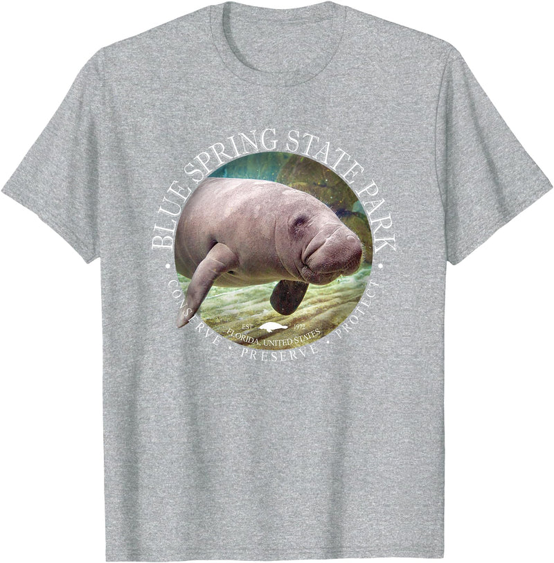 Blue Spring State Park Sea Cow Florida Blue Spring State Park Orange City Florida Manatee Sea Cow T-Shirt - Heather Grey