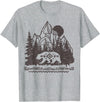 Trendy Apparel Cali Bear Forest And Mountains Background T-Shirt - Heather Grey