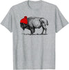 Buffalo Beanie Buffalo Wearing a Beanie Stocking Hat T-Shirt T-Shirt - Heather Grey