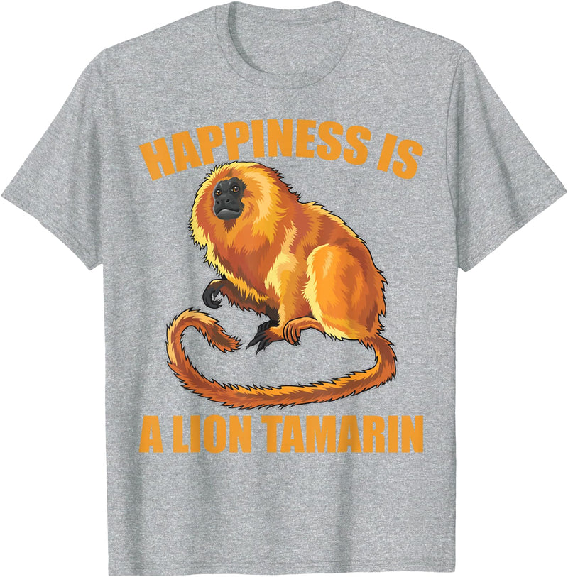Happiness Is A Golden Lion Tamarin Tees Co. Glück ist ein Goldener Löwe Tamarin Monkeys Zoo Keeper T-Shirt - Heather Grey