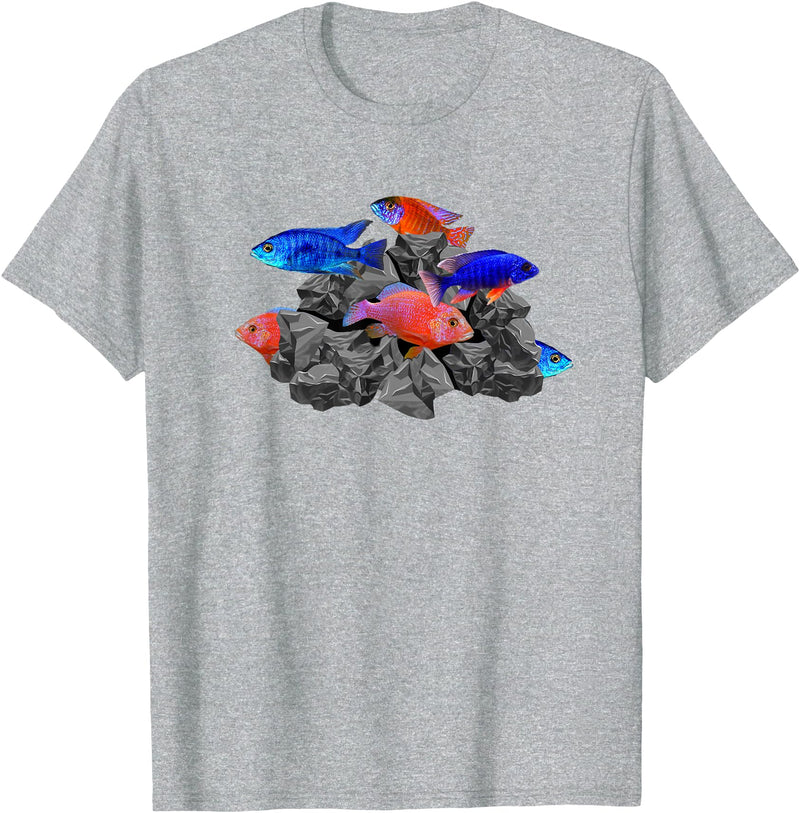 Cichlid Aquarium Lovers Tees African Cichlids Peacock Cichlid Breeders Aquarium Fish T-Shirt - Heather Grey